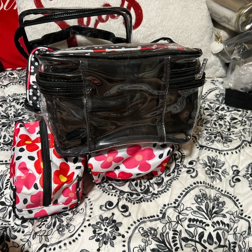 Floral and Clear Cosmetic Bag Set